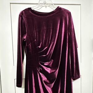 Soft Surroundings Long Sleeve Velvet Dress - Deep Burgundy